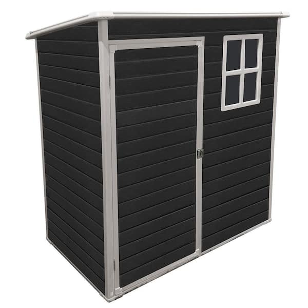 5 ft x 3 ft Outdoor Plastic Storage Shed with Floor in Black (15 sq. ft. )
