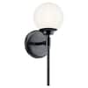 KICHLER Benno Wall Sconce - Modern Black Opal Glass Light For Bathroom & Hallway