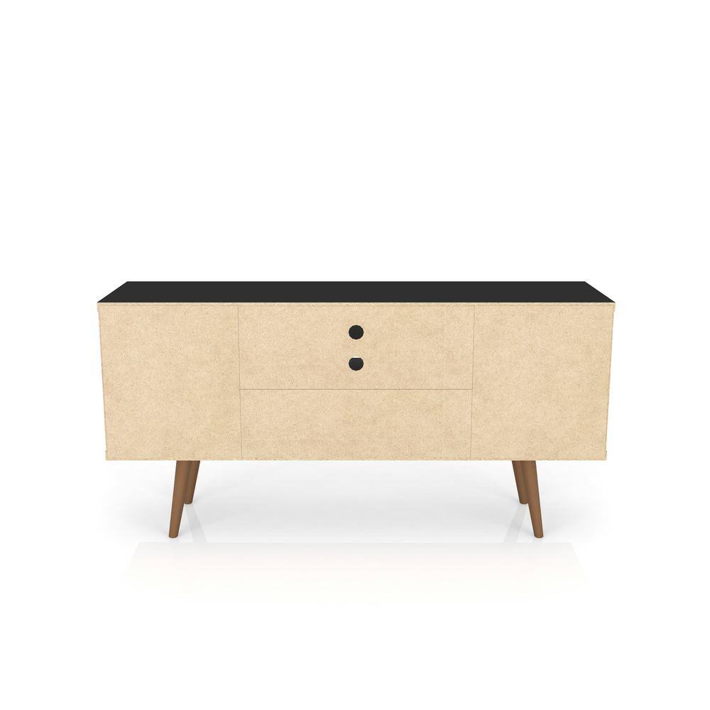 Sleek Mid-Century Modern 54" Black TV Stand with Cabinet
