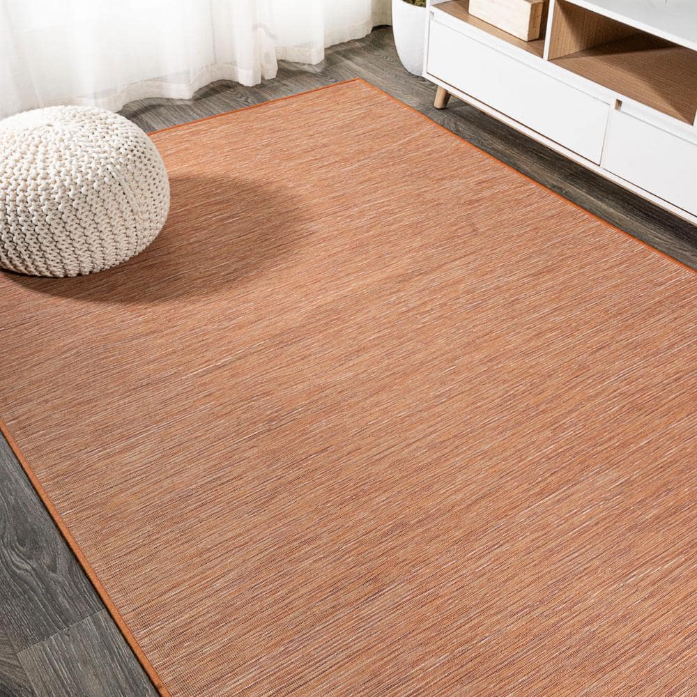 Ethan Modern Flatweave Orange Synthetic 8' x 10' Area Rug