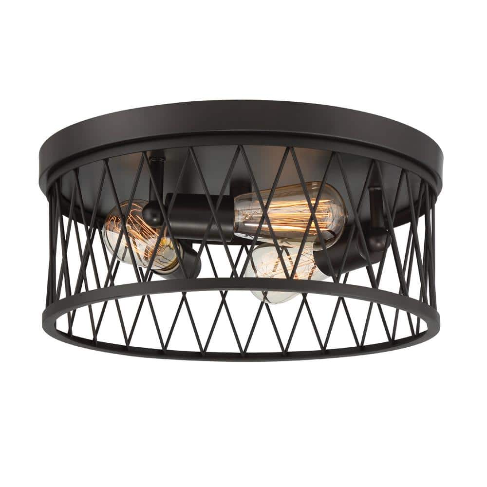Arris Vintage Bronze 14.5" Drum Flush Mount Ceiling Light