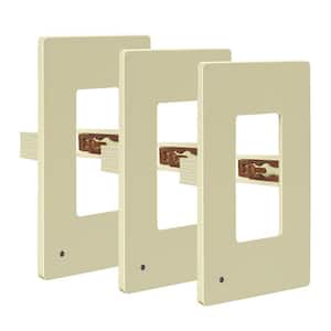 1-Gang Ivory Decorator/Rocker Outlet Plastic Screwless Midsize Wall Plate with Nightlight (3-Pack)