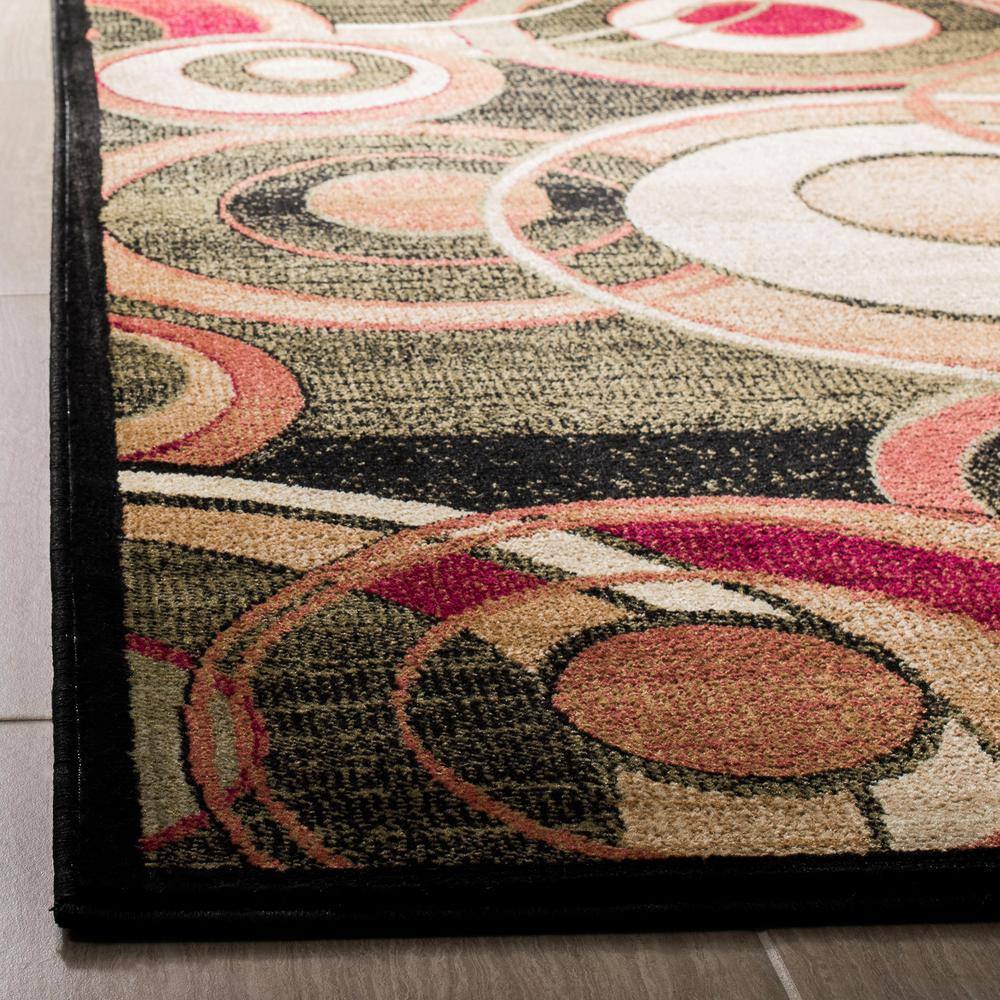 Elegant Lyndhurst Black/Multi Synthetic 2'3" x 16' Runner Rug