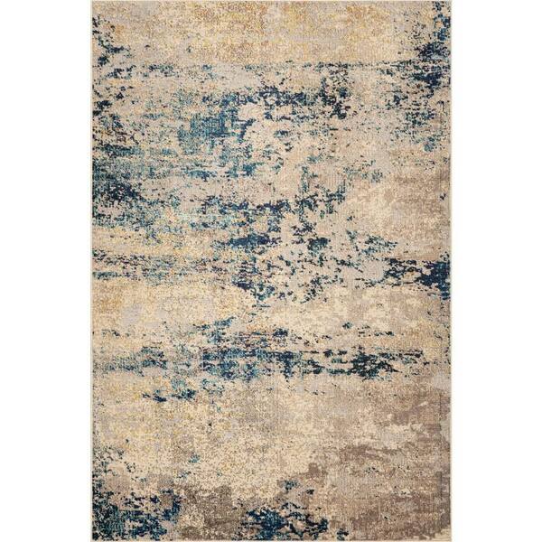 Monet Modern Abstract Area Blue 8 ft. x 11 ft. Indoor Area Rug