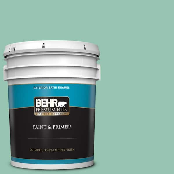 BEHR PREMIUM PLUS 5 gal. #M420-4 Jade Mountain Satin Enamel Exterior Paint & Primer