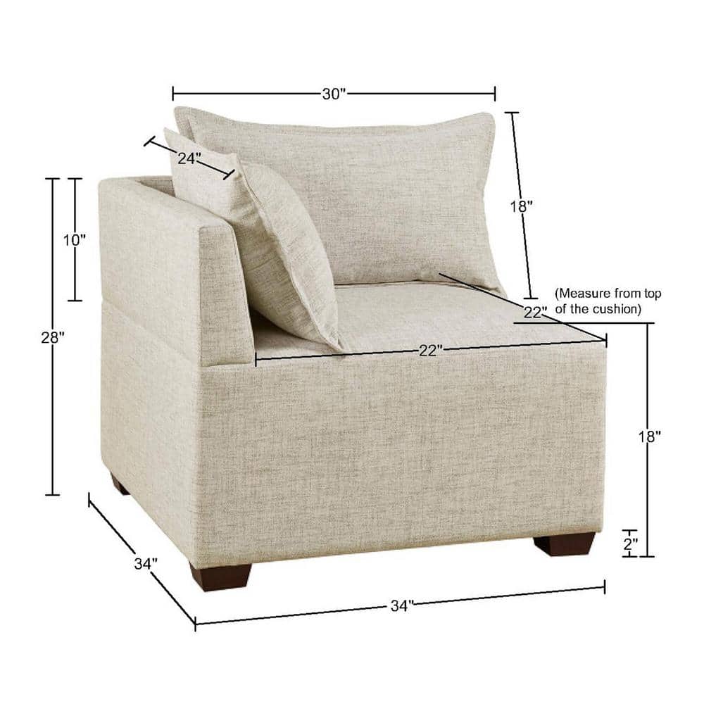 Molly 35" Linen Modular Corner Chair