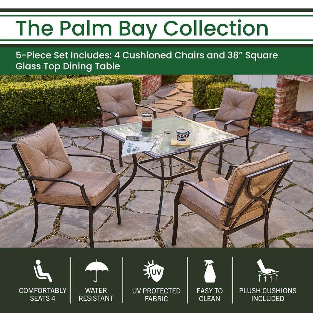 Copper Bronze 4-Person Square Outdoor Dining Set with Cushions