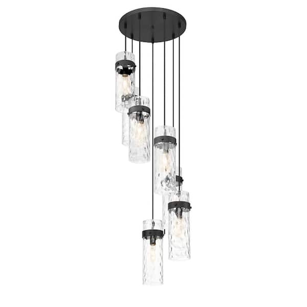 Unbranded Fontaine 7 Light Matte Black Chandelier for Indoor Use with No Bulbs Included