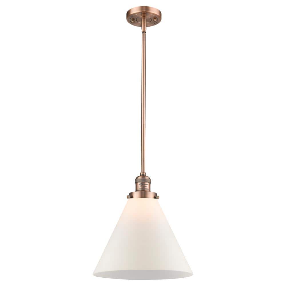 Cone 60-Watt 1-Light Antique Copper Standard Mini Pendant Light with Painted Glass Shade, No Bulbs Included price history on PriceWatchPro