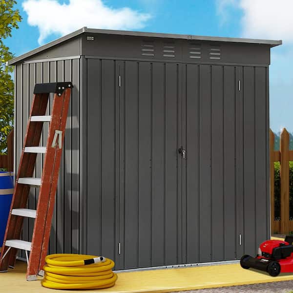 5 ft. W x 3 ft. D Outdoor Metal Tool Storage Shed with Sloping Roof, Steel Frame and Lockable Door, Black (15 sq. ft.)
