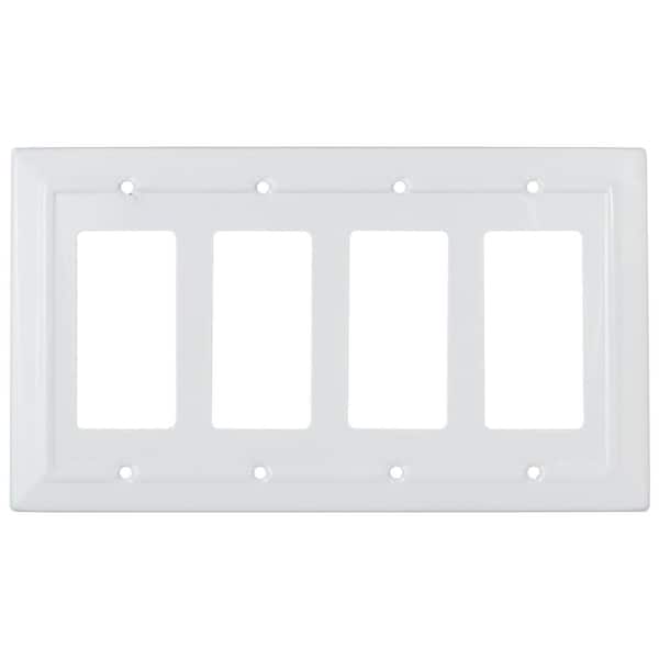 Architectural 4-Gang Decorator/Rocker Wall Plate (Classic White)