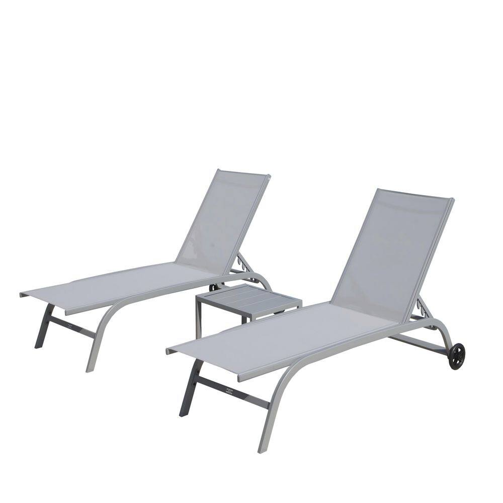 Gray 3-Piece Metal Outdoor Chaise Lounge with Table price history on PriceWatchPro