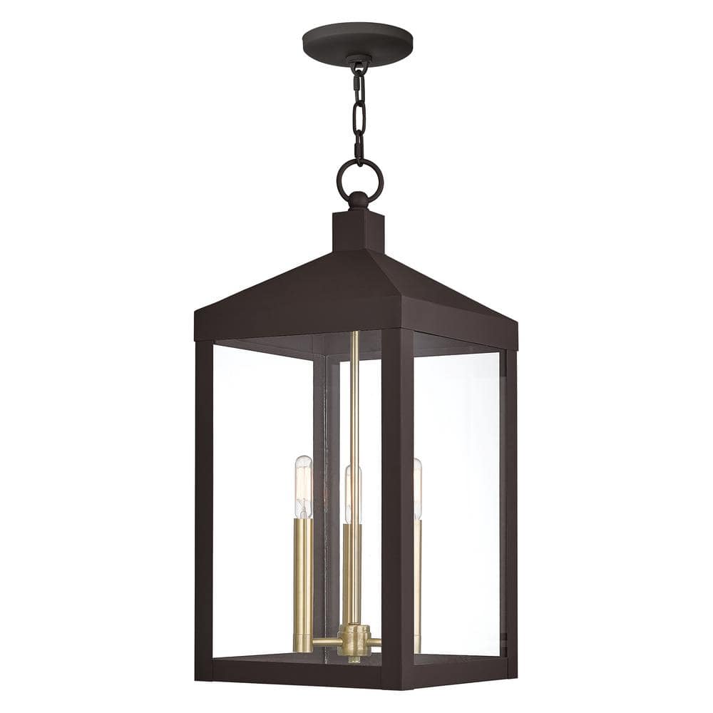 Creekview 24 in. 3-Light Bronze Dimmable Bronze Outdoor Pendant Light with Clear Glass and No Bulbs Included price history on PriceWatchPro