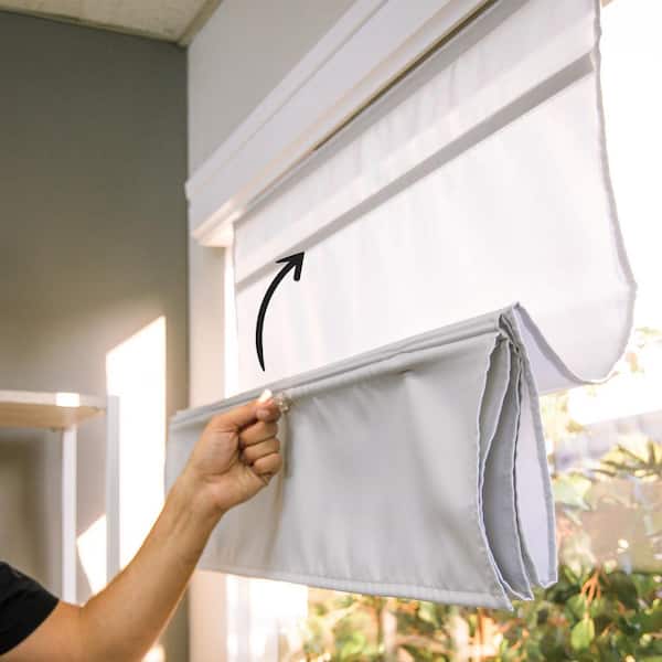 Chicology Runway Ready-Made Grey Cordless Light Filtering Magnetic Fabric Roman Shade 33 in. W x 64 in. L