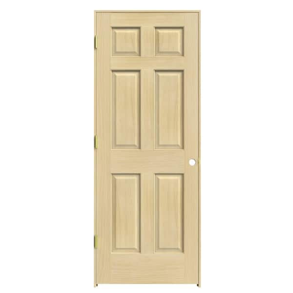 JELD-WEN 30 in. x 80 in. Pine Unfinished Right-Hand 6-Panel Wood Single Prehung Interior Door