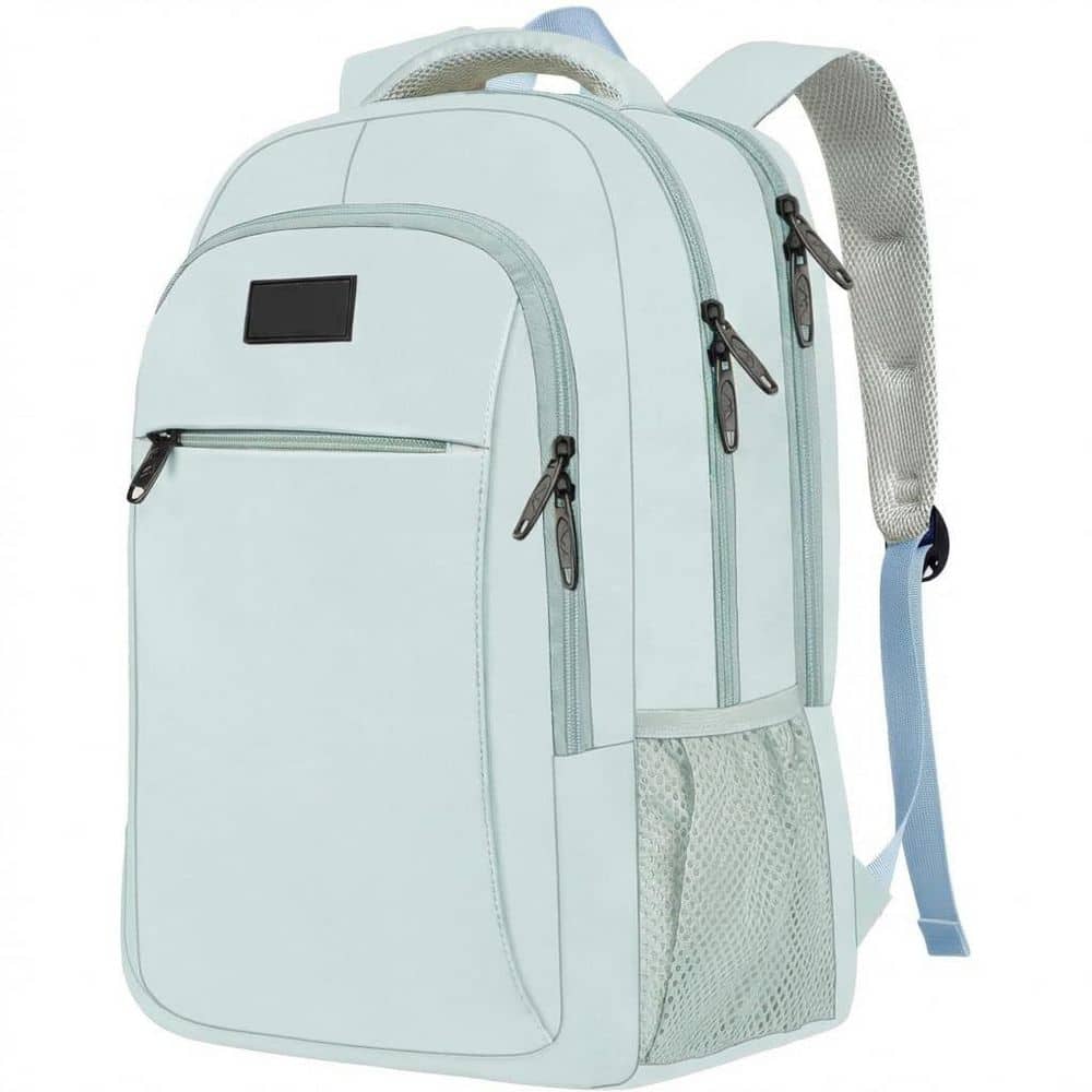 18 in. Light Blue Business Anti Theft Slim Sturdy Laptops Backpack, Water Resistant College School Computer Bag