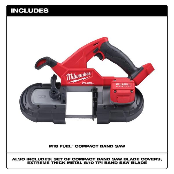 Milwaukee M18 FUEL 18V Lithium-Ion Brushless Cordless Compact Bandsaw w/1 in. SDS Plus Rotary Hammer & 8.0ah Starter Kit
