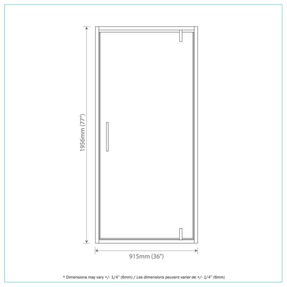 Black Framed 36'' x 77'' Tempered Glass Shower Door