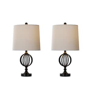 25 in. Openwork Black Iron Orb Table Lamps (Set of 2)
