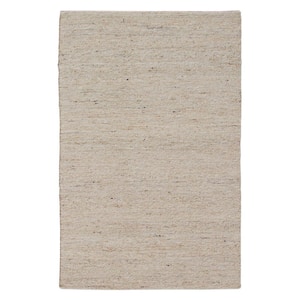Andrew Ivory 9 ft. x 12 ft. Solid Hand-Woven Wool Blend Rectangle Area Rug