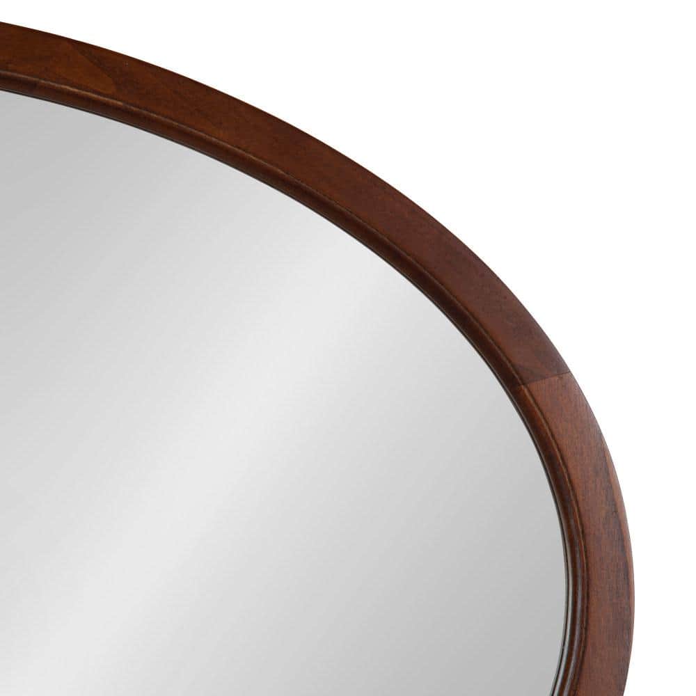 Walnut Brown Oval Wood Framed Bathroom Vanity Mirror
