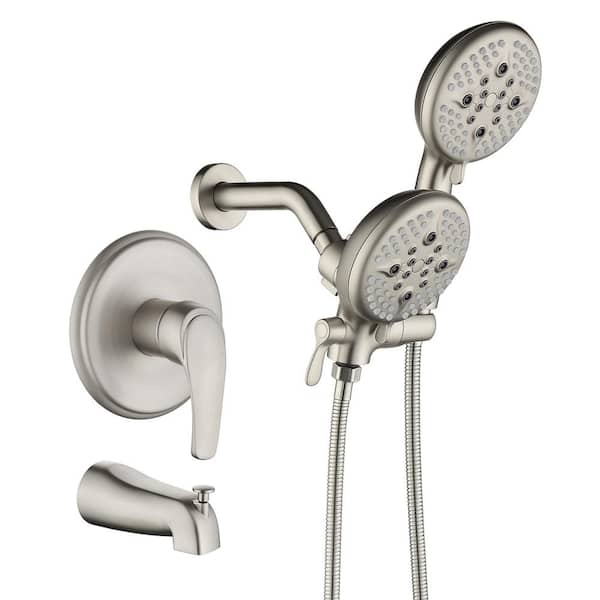 Glimmerax Single Handle 5-Spray Tub and Shower Faucet with Handheld Shower Head 1.8 GPM in. Brushed Nickel (Valve Included)