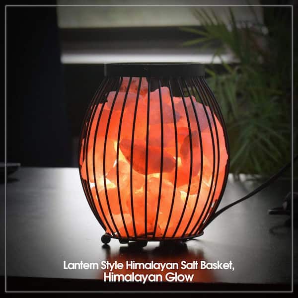 Himalayan Glow Round Basket Salt Lamp – 8-10 Lbs, Pink Salt Chunks, ETL Certified Dimmer Switch, 40W Bulb, 6ft Cord, For Meditation, Bedside, Coffee Table, Zen Decor