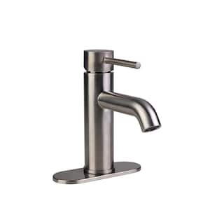 Contemporary 4 in. Centerset 1-Handle High-Arc Bathroom Faucet in Brushed Nickel