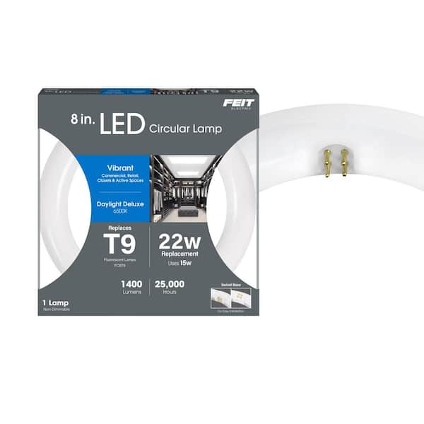 15-Watt 8 in. T9 G10q Type A Plug and Play Linear Circline LED Tube Light Bulb, Daylight Deluxe 6500K