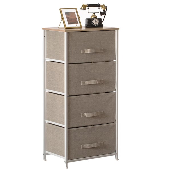 Basicwise San Bins and White Frame 4-Storage Night Chest and Storage ...