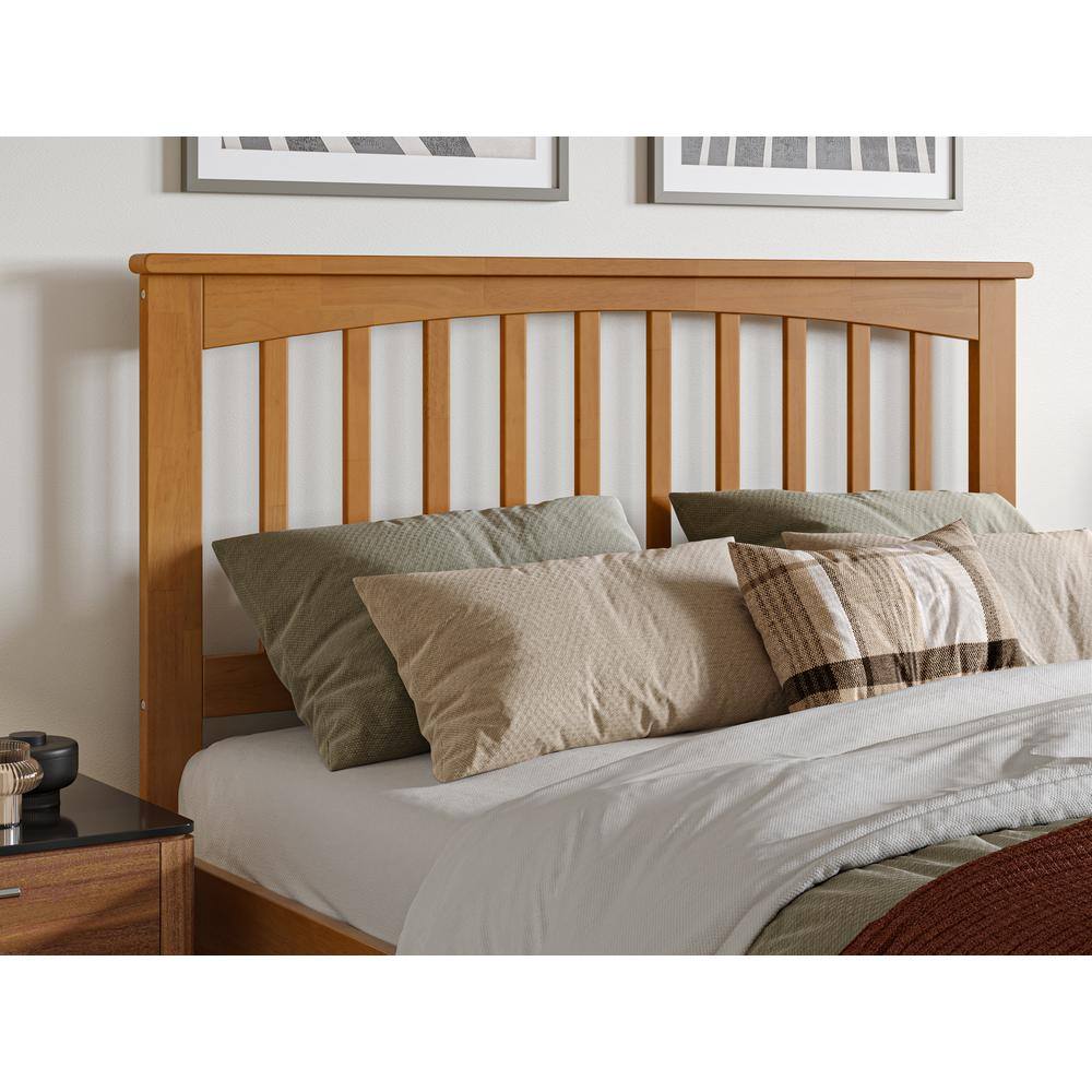 Light Toffee Full Wood Platform Bed with Twin Trundle