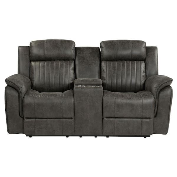 EVERGLADE HOME Morelia 74 in. Round Arm Microfiber Straight in Gray