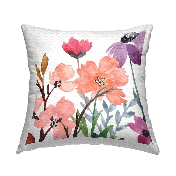 Stupell Industries Mixed Spring Blooms Pink Square Outdoor Throw Pillow