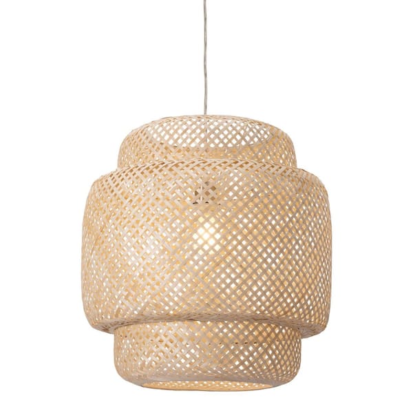 ZUO Fin 135.4 in. H Natural Basket Pendant Ceiling Lamp
