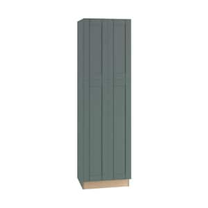 Washington 24 in. W x 21 in. D x 84 in. H Assembled Plywood Vanity Linen Closet Kitchen Cabinet in Green with Soft Close