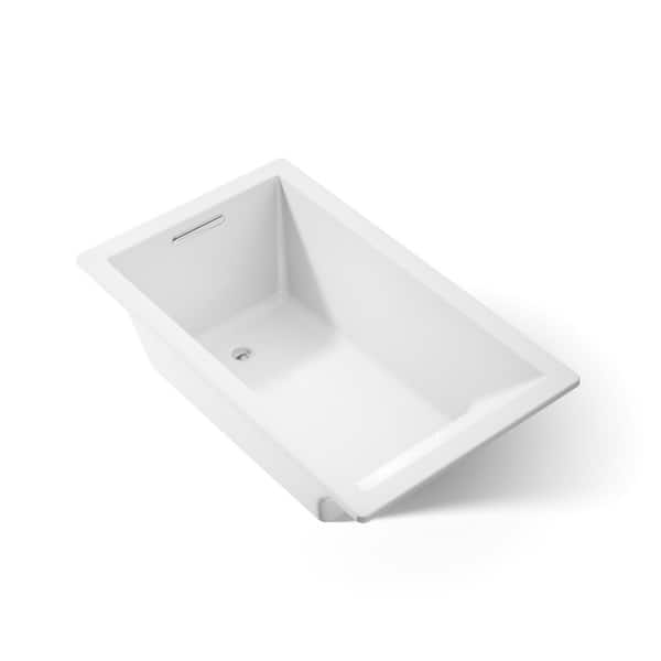 Underscore 60 in. x 36 in. Rectangular Soaking Bathtub with Reversible Drain in White