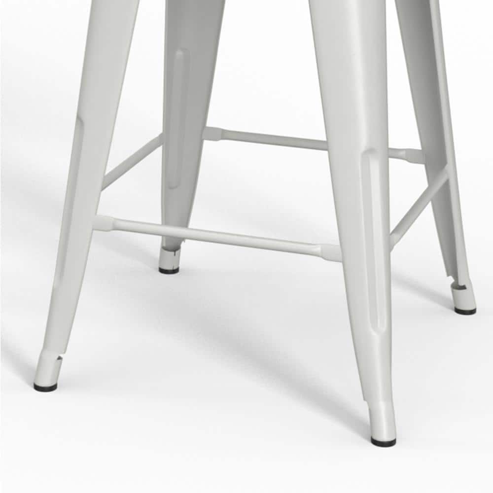 Rayne 24-Inch White Metal and Elm Wood Counter Stool Set