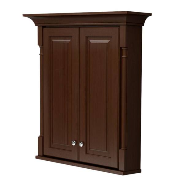 KraftMaid 27 in. W x 30 in. H Surface Mount Vanity Wall Cabinet with Decorative Accents in Autumn Blush Stain