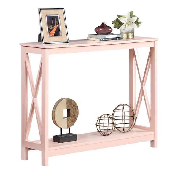 Convenience Concepts Oxford 39.5 in. Blush Pink Standard Rectangle MDF Top Console Table with Shelf S20 458 The Home Depot