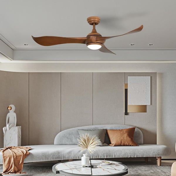 FORCLOVER 52 in. Indoor Walnut Ceiling Fan with Light Reversible DC Motor