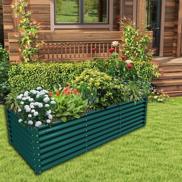 96 in. x 36 in. x 24 in. Green Galvanized Raised Garden Bed
