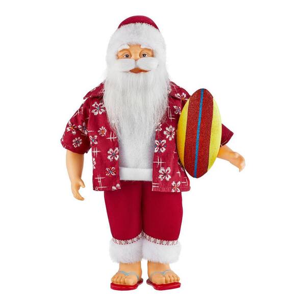 Home Accents Holiday 16 in Red Fabric Surfboard Santa