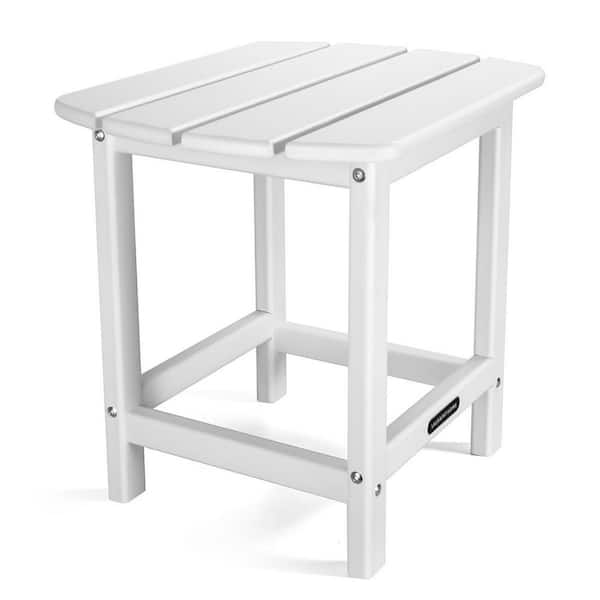 Afoxsos White Outdoor Adirondack Side Table, Weather Resistant Coffee End Table for Patio, Easy to Assemble