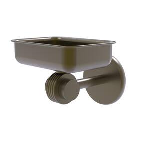 Satellite Orbit 2-Collection Wall Mounted Soap Dish with Groovy Accents in Antique Brass