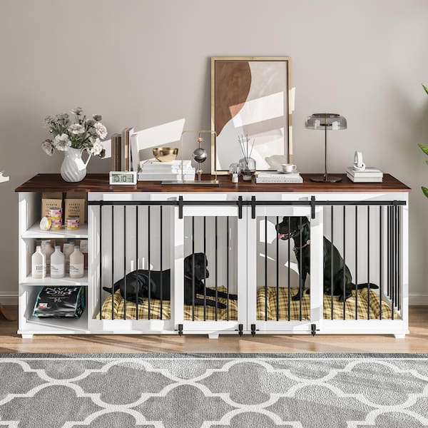 DIY Plans for Double Dog Kennel TV Stand Wooden Dog Crate 