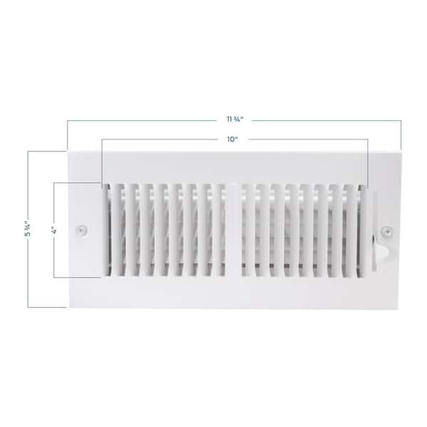 10 in. x 4 in. 2-Way Steel Wall/Ceiling Register, White