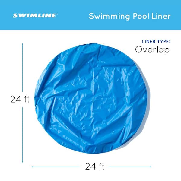 LI244820 24 ft. Solid Blue Round Above Ground Swimming Pool Overlap Liner, 52 in. Depth