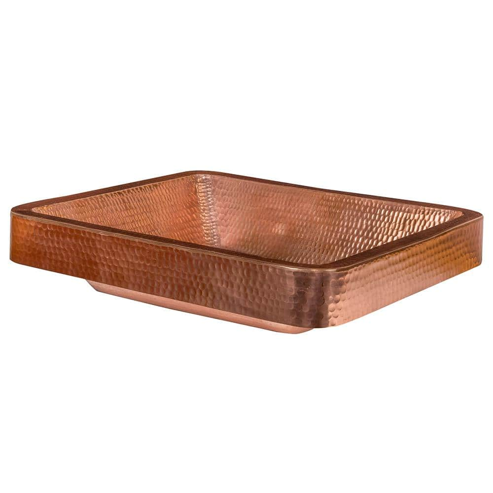 Premier Copper Products Rectangle Skirted Hammered Copper Vessel Sink ...