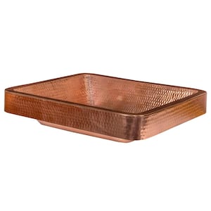 Rectangle Skirted Hammered Copper Vessel Sink in Polished Copper