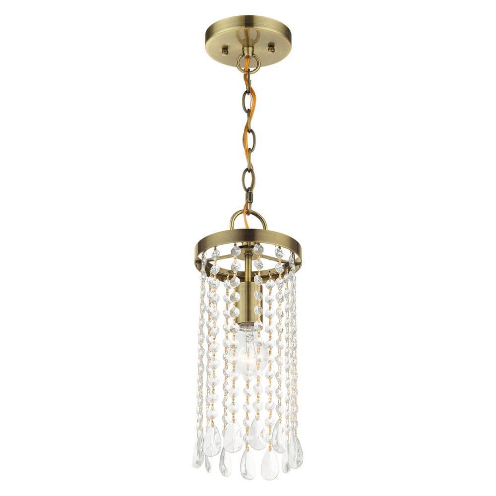 Antique Brass Mini Pendant with Crystal Frills